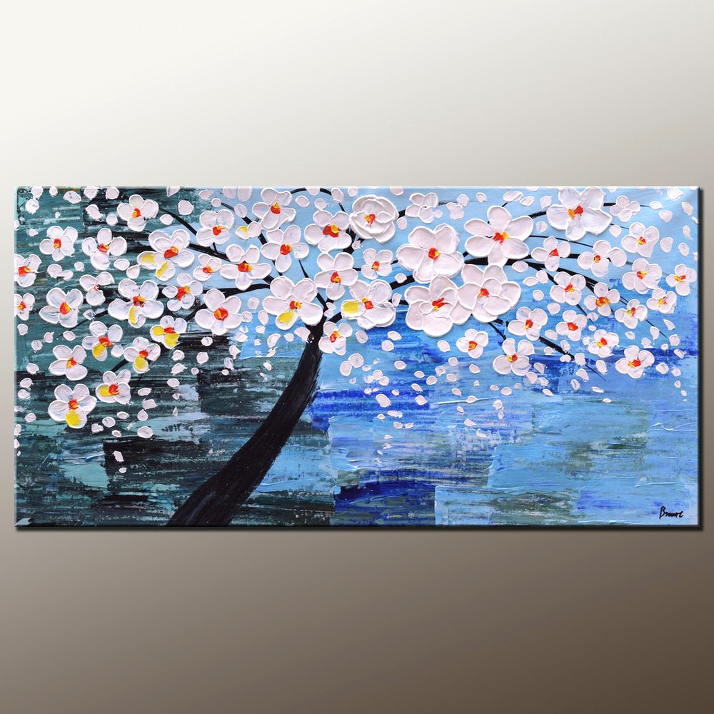 Abstract Painting, Canvas Art, Flower Tree Painting, Acrylic