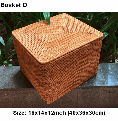 Large Woven Storage Baskets, Rectangular Storage Basket with Lid, Rattan Storage Baskets, Storage Baskets for Living Room, Storage Basket for Bedroom-artworkcanvas