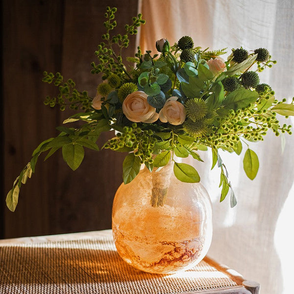 Spring Flower Arrangement for Living Room, Ranunculus Asiaticus, Globe Amaranth, Botany Plants, Beautiful Modern Flower Arrangement Ideas for Home Decoration-artworkcanvas