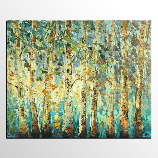 Abstract Art, Tree Landscape Painting, Oil Painting, Heavy Texture Painting-artworkcanvas