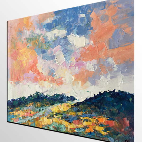Canvas Oil Painting, Landscape Art, Mountain Sky Painting, Modern Art, Custom Large Abstract Painting-artworkcanvas