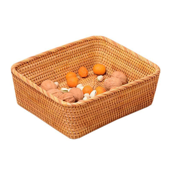 Woven Rectangular Storage Basket, Lovely Rattan Storage Basket, Storage Baskets for Kitchen-artworkcanvas