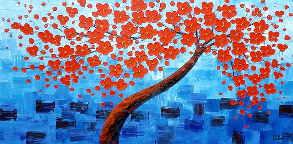 Acrylic Painting, Abstract Painting, Tree Painting, Flower Tree, Large Art, Canvas Art, Wall Art, Canvas Painting, Impasto Art-artworkcanvas