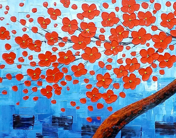 Acrylic Painting, Abstract Painting, Tree Painting, Flower Tree, Large Art, Canvas Art, Wall Art, Canvas Painting, Impasto Art-artworkcanvas