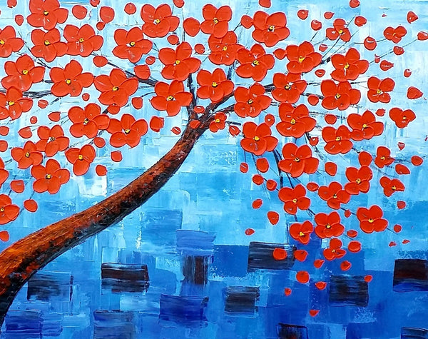 Acrylic Painting, Abstract Painting, Tree Painting, Flower Tree, Large Art, Canvas Art, Wall Art, Canvas Painting, Impasto Art-artworkcanvas