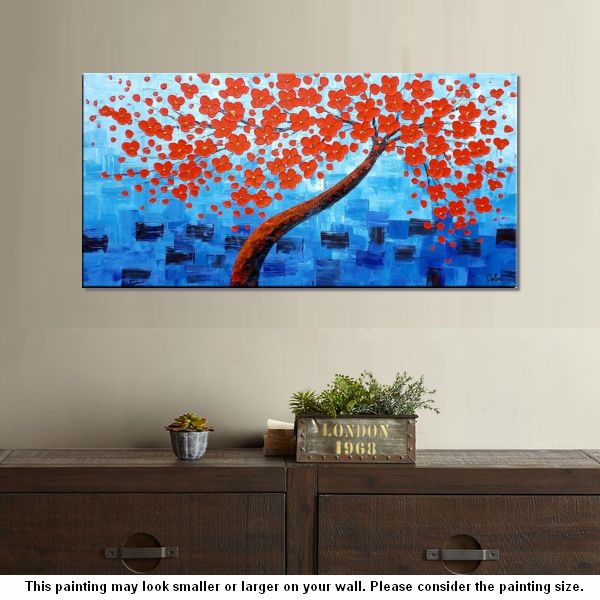 Acrylic Painting, Abstract Painting, Tree Painting, Flower Tree, Large Art, Canvas Art, Wall Art, Canvas Painting, Impasto Art-artworkcanvas