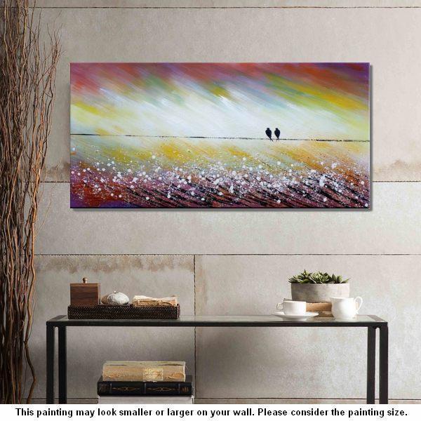 Simple Abstract Painting, Living Room Wall Art Ideas, Love Birds Painting, Acrylic Painting for Sale, Bedroom Canvas Painting-artworkcanvas
