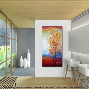 Living Room Wall Decor, Landscape Painting, Tree Painting, Large Wall Art, Canvas Art, Wall Art, Canvas Painting, Heavy Texture Art-artworkcanvas