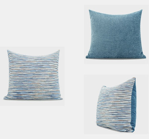Abstract Blue Modern Sofa Pillows, Large Decorative Throw Pillows, Contemporary Square Modern Throw Pillows for Couch, Simple Throw Pillow for Interior Design-artworkcanvas