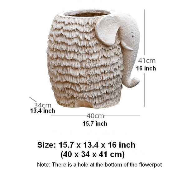 Unique Garden Flowerpot, Large Elephant Flowerpot, Resin Statue for Garden, Modern Animal Statue for Garden Ornaments, Villa Outdoor Decor Gardening Ideas-artworkcanvas