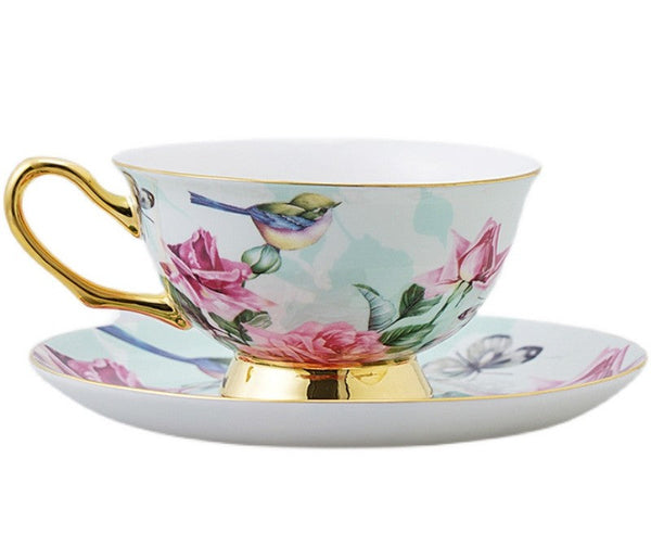 Unique Afternoon Tea Cups and Saucers in Gift Box, Royal Bone China Porcelain Tea Cup Set, Elegant Flower Pattern Ceramic Coffee Cups, Beautiful British Tea Cups-artworkcanvas