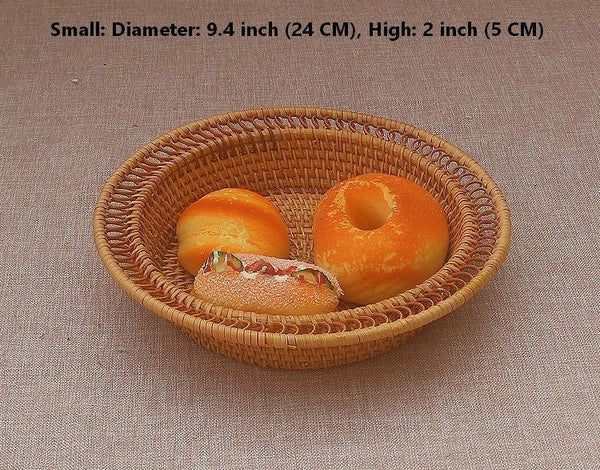 Rattan Small Storage Baskets, Round Storage Basket for Pantry, Kitchen Storage Baskets, Storage Basket for Dining Room-artworkcanvas