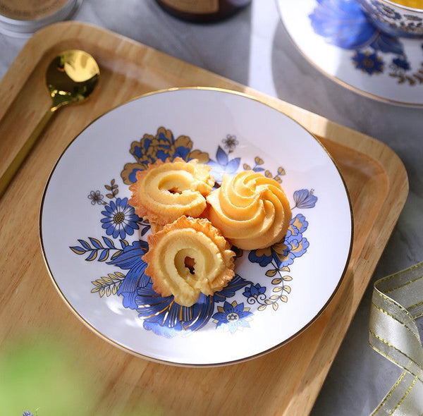 Afternoon British Tea Cups, Unique Iris Flower Tea Cups and Saucers in Gift Box, Elegant Ceramic Coffee Cups, Royal Bone China Porcelain Tea Cup Set-artworkcanvas