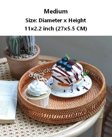 Woven Round Storage Basket, Rattan Stroage Baskets, Storage Baskets for Kitchen, Storage Baskets for Dining Room-artworkcanvas
