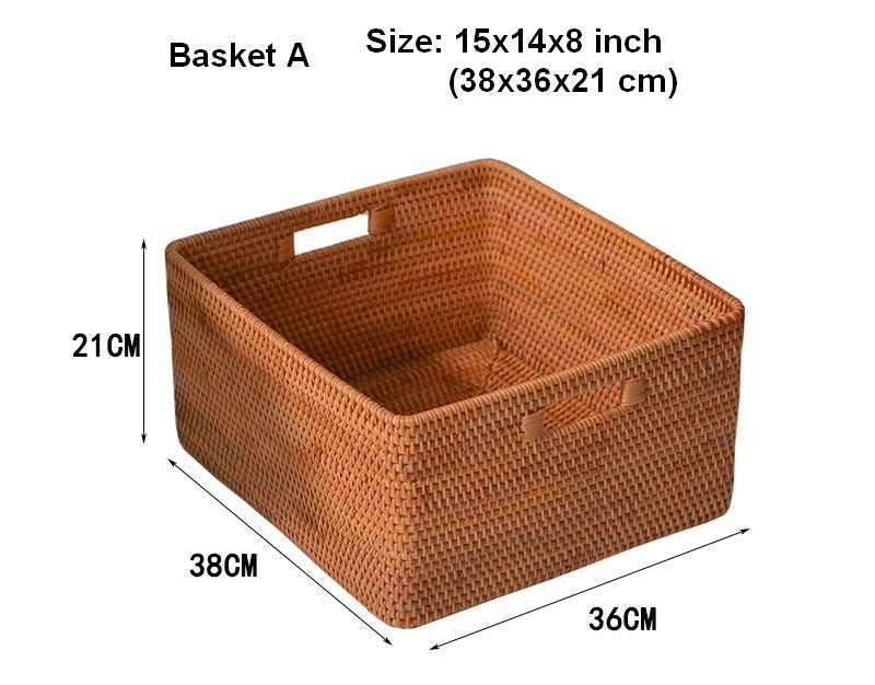 Extra Large Storage Baskets for Shelves, Wicker Rectangular