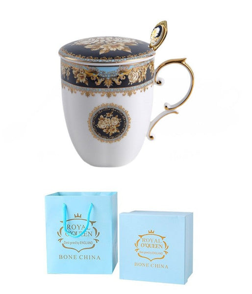 Beautiful British Ceramic Mugs, Large Capacity Ceramic Mugs for Office, Large Royal Bone China Porcelain Mug, Elegant Ceramic Coffee Mug-artworkcanvas