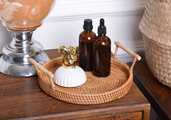 Small Rattan Storage Basket, Fruit Basket, Round Storage Basket with Handle, Kitchen Storage Baskets, Woven Storage Baskets-artworkcanvas