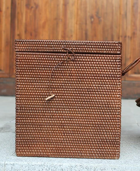 Storage Baskets for Bathroom, Rectangular Storage Baskets, Large Brown Rattan Storage Baskets, Storage Basket with Lid, Storage Baskets for Clothes-artworkcanvas