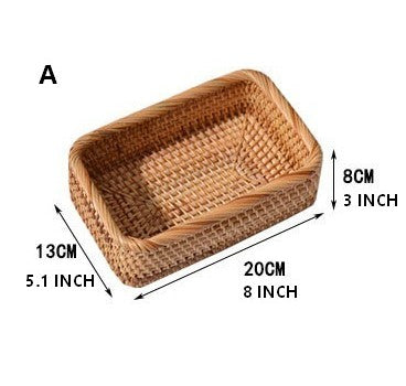 Rectangular Storage Basket for Living Room, Small Kitchen Storage Baskets, Woven Storage Baskets, Rattan Storage Baskets for Shelves-artworkcanvas