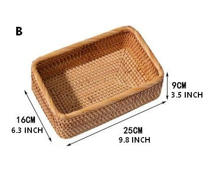 Rectangular Storage Basket for Living Room, Small Kitchen Storage Baskets, Woven Storage Baskets, Rattan Storage Baskets for Shelves-artworkcanvas