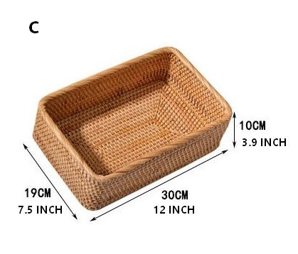 Rectangular Storage Basket for Living Room, Small Kitchen Storage Baskets, Woven Storage Baskets, Rattan Storage Baskets for Shelves-artworkcanvas