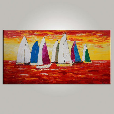 Abstract Art, Painting for Sale, Contemporary Art, Sail Boat Painting, Canvas Art, Living Room Wall Art, Modern Art-artworkcanvas