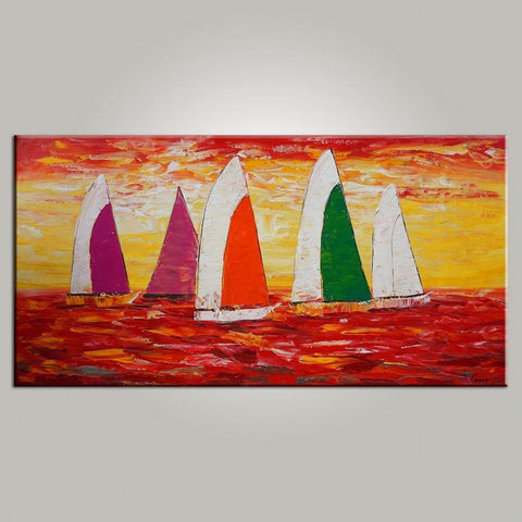 Contemporary Art, Sail Boat Painting, Abstract Art, Painting for Sale, Canvas Art, Living Room Wall Art, Modern Art-artworkcanvas