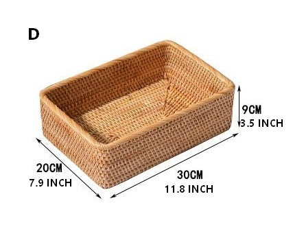 Rectangular Storage Basket for Living Room, Small Kitchen Storage Baskets, Woven Storage Baskets, Rattan Storage Baskets for Shelves-artworkcanvas