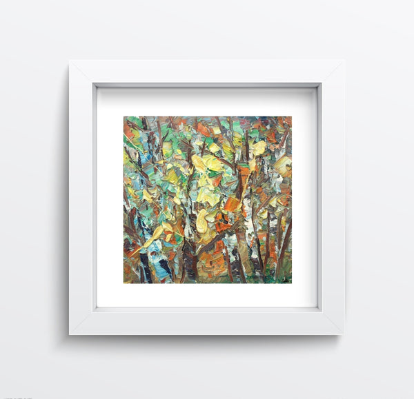 Abstract Painting, Autumn Tree Painting, Small Oil Painting, Heavy Texture Oil Painting, 10X10 inch-artworkcanvas