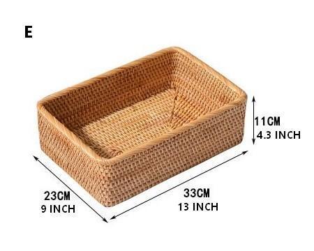 Woven Rectangular Basket for Shelves, Rattan Storage Basket, Storage Baskets for Bathroom, Woven Baskets for Living Room-artworkcanvas
