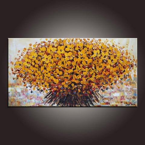 Contemporary Art, Flower Painting, Modern Art, Art on Canvas, Abstract Art Painting, Canvas Wall Art, Dining Room Wall Art, Canvas Art-artworkcanvas
