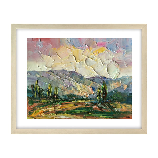 Abstract Mountain Tree Painting, Small Oil Painting, Landscape Painting, Heavy Texture Art-artworkcanvas