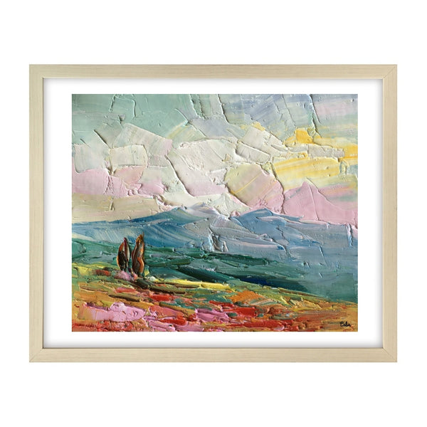 Abstract Landscape Painting, Autumn Cypress Tree Painting, Small Oil Painting, Heavy Texture Oil Painting, 10X12 inch-artworkcanvas