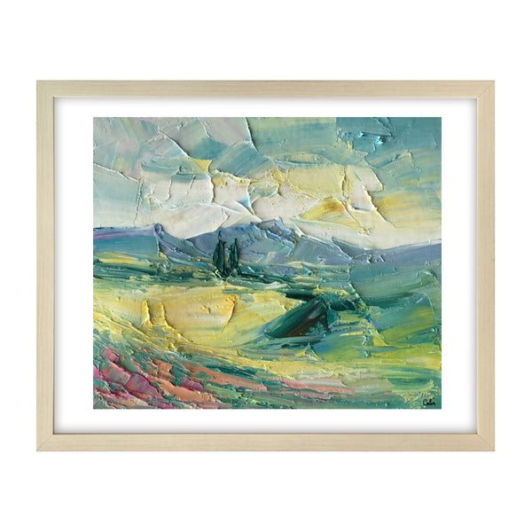 Spring Mountain Cypress Tree Painting, Landscape Painting, Small Oil Painting, Heavy Texture Oil Painting, 10X12 inch-artworkcanvas