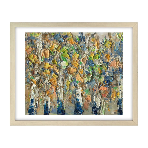 Abstract Painting, Autumn Birch Tree Painting, Small Oil Painting, Heavy Texture Art-artworkcanvas