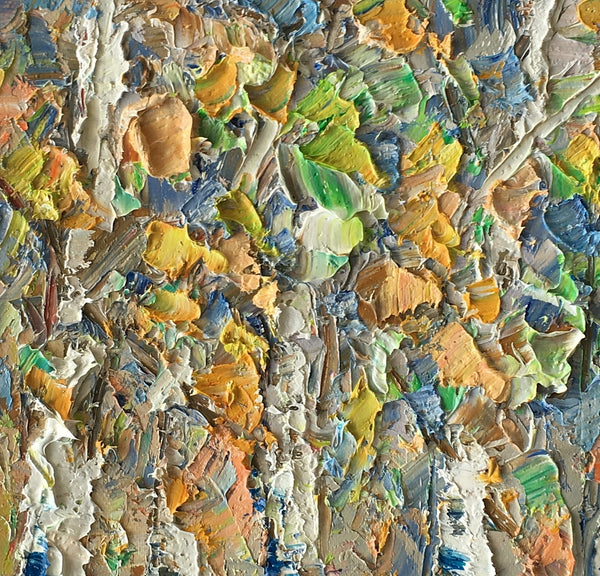 Abstract Painting, Autumn Birch Tree Painting, Small Oil Painting, Heavy Texture Art-artworkcanvas