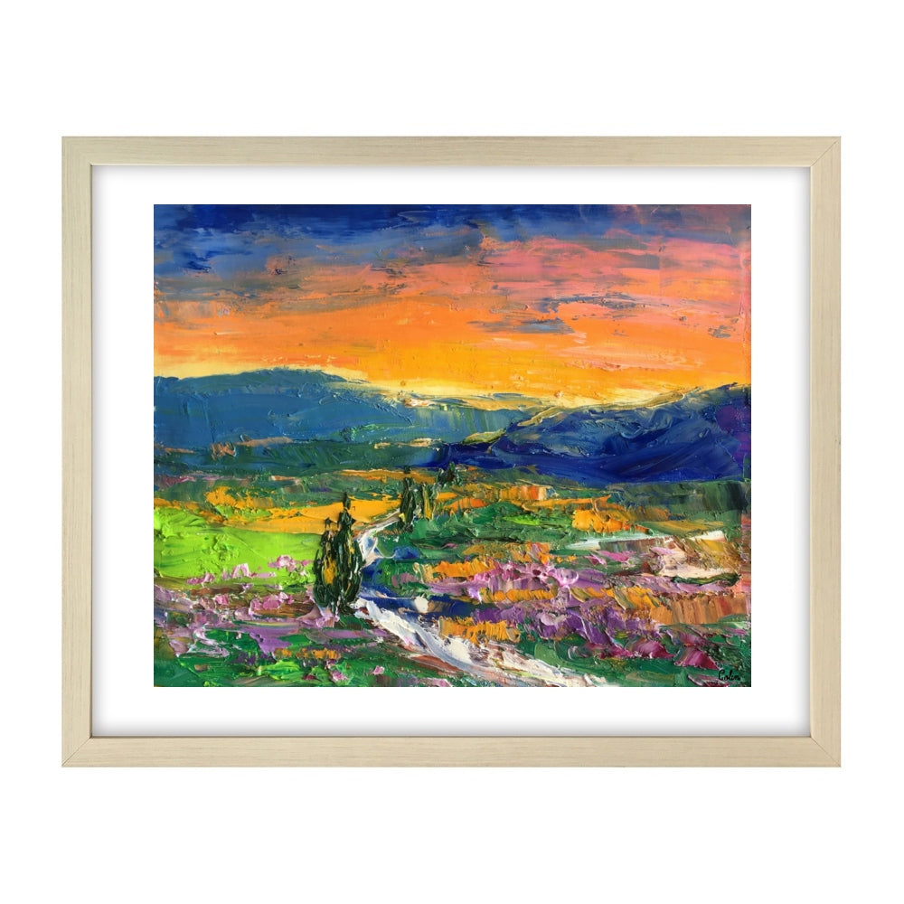 Heavy Texture Oil Painting, Mountain Tree Landscape Painting