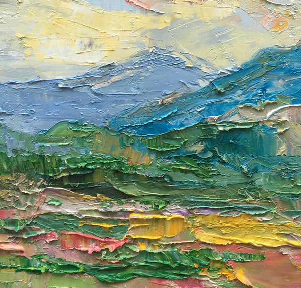 Abstract Landscape Painting, Small Oil Painting, Heavy Texture Oil Painting, Impasto Painting-artworkcanvas