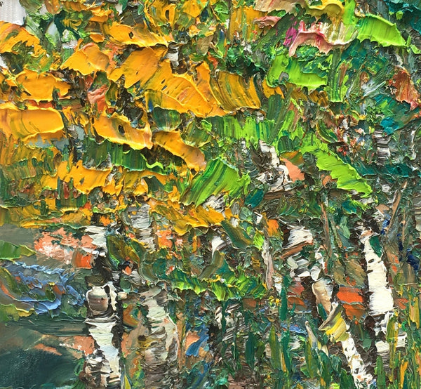 Abstract Landscape Painting, Small Oil Painting, Heavy Texture Oil Painting, Forest Tree Painting-artworkcanvas