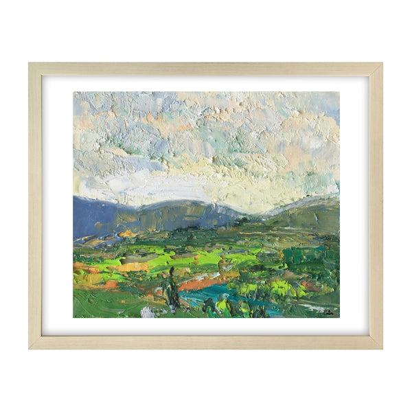 Abstract Art Painting, Heavy Texture Oil Painting, Mountain Cypress Tree Painting, Original Small Painting-artworkcanvas