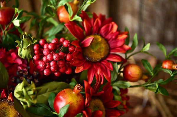 Beautiful Flower Arrangement for Home Decoration, Large Bunch of Pomegranate Branch, Table Centerpiece, Real Touch Artificial Floral for Dining Room-artworkcanvas