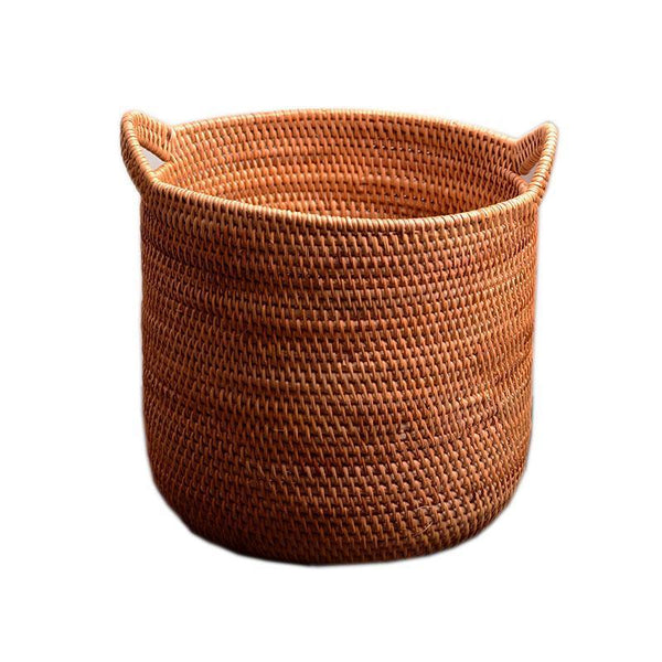 Wicker Woven Storage Baskets, Kitchen Storage Baskets, Rattan Storage Basket, Round Storage Basket for Bathroom-artworkcanvas