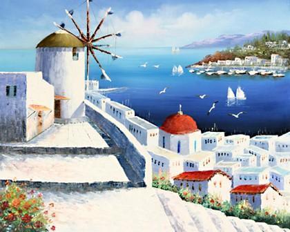 Landscape Painting, Wall Art, Large Painting, Mediterranean Sea Painting, Canvas Painting, Bedroom Art, Oil Painting, Canvas Wall Art-artworkcanvas