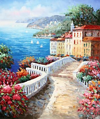 Landscape Painting, Wall Art, Canvas Painting, Large Painting, Bedroom Wall Art, Oil Painting, Art Painting, Canvas Art, Seascape Art, Garden Path-artworkcanvas