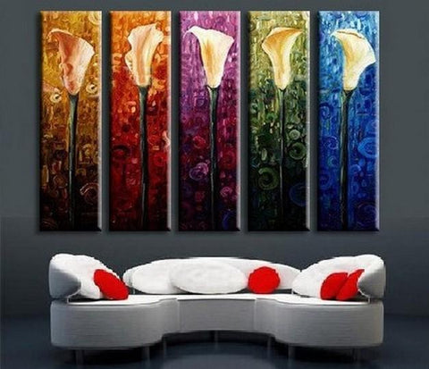Acrylic Flower Painting, Calla Lily Painting, Flower Canvas Painting, Acrylic Canvas Painting for Bedroom, Multiple Canvas Painting-artworkcanvas