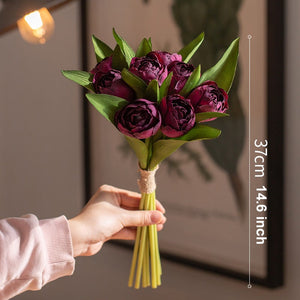 Purple Tulip Flowers, Bedroom Flower Arrangement Ideas, Spring Artificial Floral for Dining Room Table, Simple Modern Floral Arrangement Ideas for Home Decoration-artworkcanvas