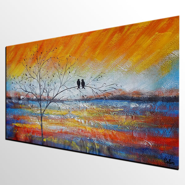 Acrylic Abstract Painting, Love Birds Painting, Living Room Wall Art Paintings, Custom Original Paintings, Acrylic Painting for Sale-artworkcanvas
