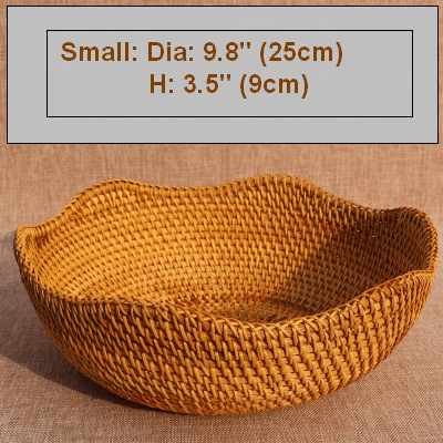 Small Round Storage Basket, Woven Rattan Basket, Fruit Basket for Kitchen, Storage Basket for Dining Room-artworkcanvas