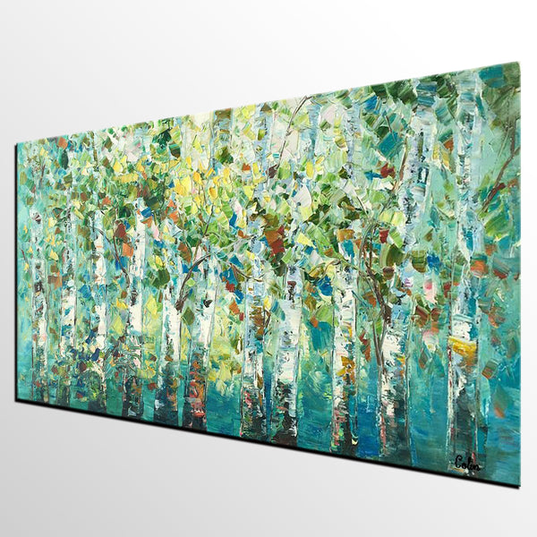 Original Painting, Spring Tree Painting, Custom Extra Large Painting, Oil Painting for Dining Room-artworkcanvas