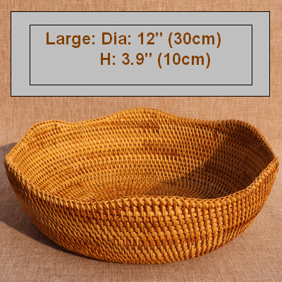 Small Round Storage Basket, Woven Rattan Basket, Fruit Basket for Kitchen, Storage Basket for Dining Room-artworkcanvas